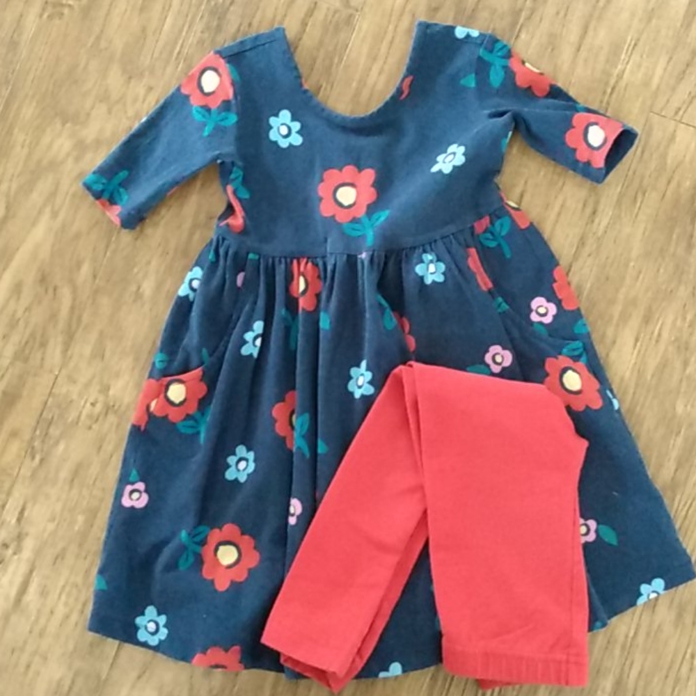 Hanna Andersson navy twirl dress and leggings 100